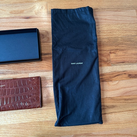 Saint Laurent Brown Crocodile Leather Embossed Croc Midnight Clutch Small - Picture 4 of 16